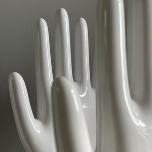 We have four of these beautiful, sculptural Factory Glove Moulds available. Each one is finished in a white glaze and marked '0504' in blue numerals on the rim of the base. All in perfect condition - SHOP NOW - www.intovintage.co.uk
