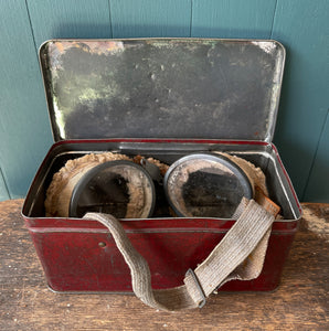 Cool pair of Vintage Racer/Pilot Goggles in a Vintage BOC Bocal Goggles & Lenses Tin. - SHOP NOW - www.intovintage.co.uk