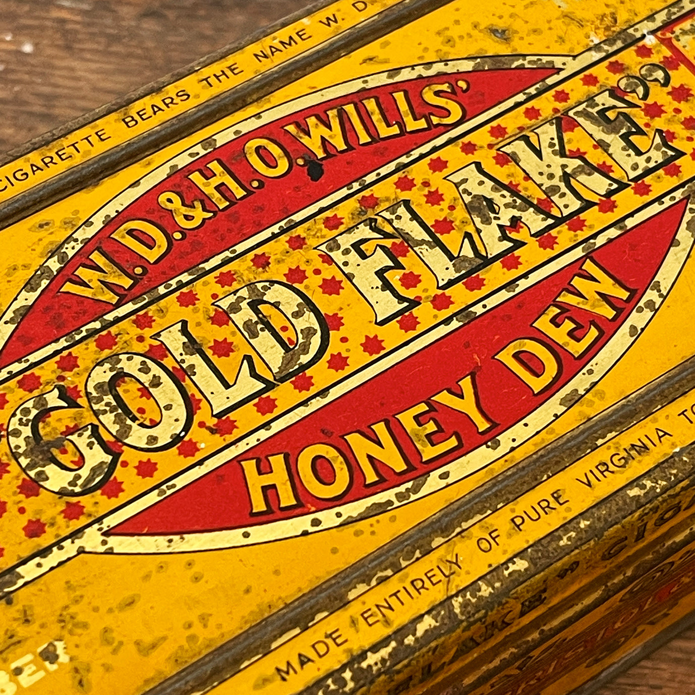 Vintage Gold Flake Honey Dew Tobacco Tin from W.D & H.O Wills. Great colourful graphics to the front, sides with drilled air holes as part of the tin design - SHOP NOW - www.intovintage.co.uk