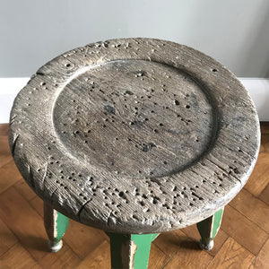 Good looking Vintage Painted Stool. Fantastic age age related wear and patina yet still totally solid. The green paint has worn and chipped away giving the stool that bang on look - SHOP NOW - www.intovintage.co.uk