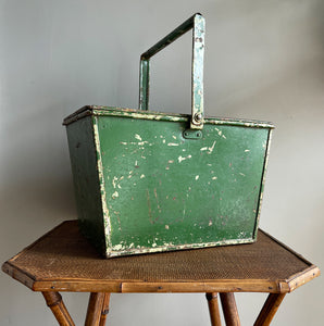 A superb double layered Industrial Trug with super chippy green paint. The tray that nestles in to the top area has two handy compartments for smaller items leaving the below space for larger items. Super sturdy and practical - SHOP NOW - www.intovintage.co.uk