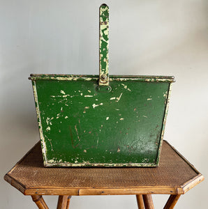 A superb double layered Industrial Trug with super chippy green paint. The tray that nestles in to the top area has two handy compartments for smaller items leaving the below space for larger items. Super sturdy and practical - SHOP NOW - www.intovintage.co.uk