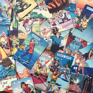 Vintage Pepys illustrated card game from the 1940's - Gulliver's Travels! It has the most charming, fun illustrations of all the characters from Gulliver's travels to Lilliput. - SHOP NOW - www.intovintage.co.uk