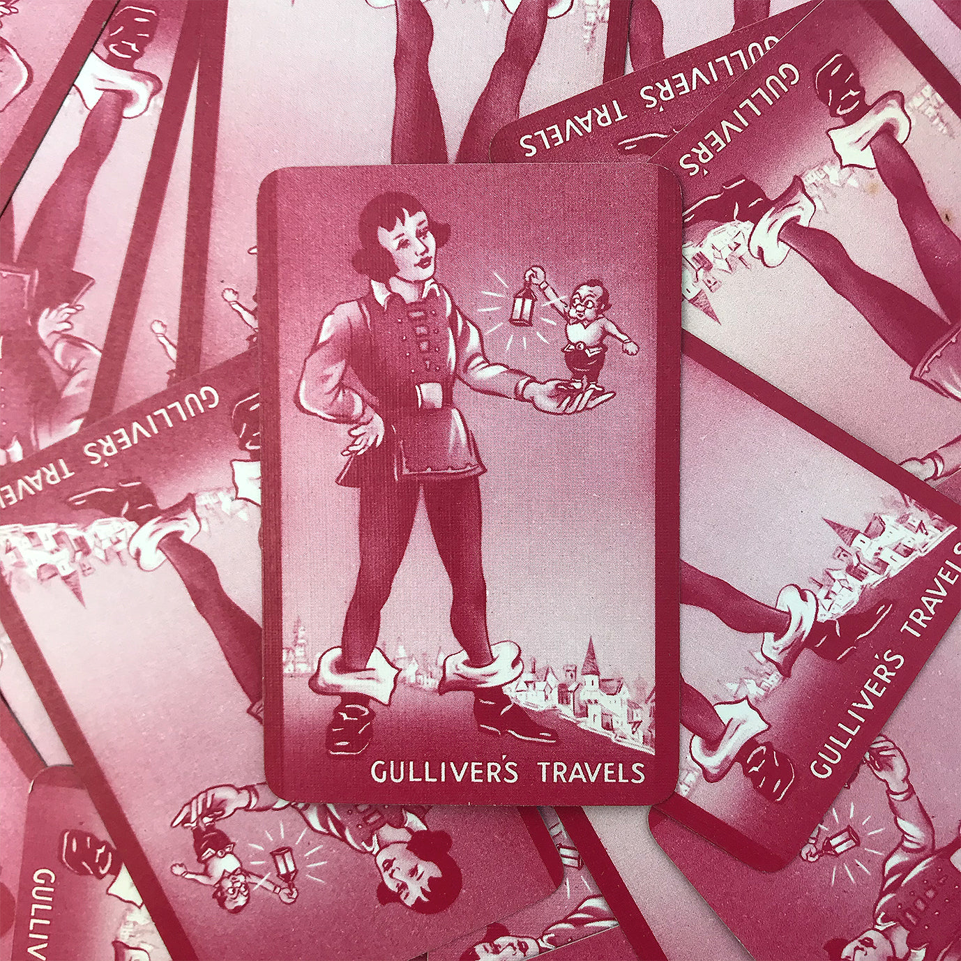 Vintage Pepys illustrated card game from the 1940's - Gulliver's Travels! It has the most charming, fun illustrations of all the characters from Gulliver's travels to Lilliput. - SHOP NOW - www.intovintage.co.uk