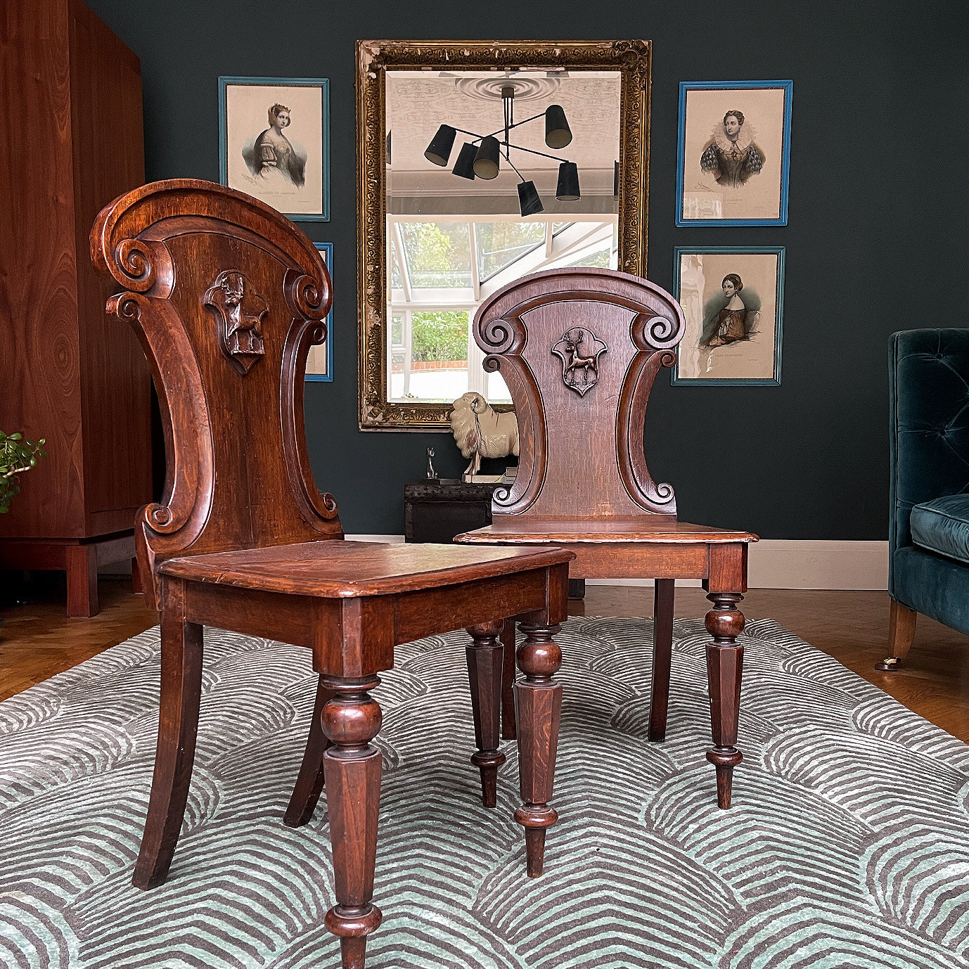 A fine Pair of Victorian Oak Hall Chairs