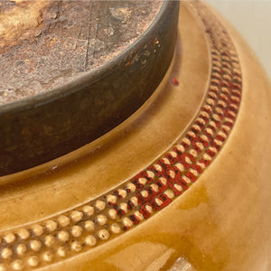 An Antique John Hill Earthenware Tobacco Jar with its original tin lid. Stamped 'JOHN HILL, CANNON FIXTURE DEALER, 3 to 7 NEW CUT' with remnants of its original tobacco label - SHOP NOW - www.itovintage.co.uk