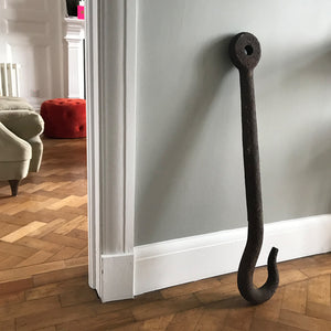 Huge cast iron Vintage Crane Hook. This heavy industry piece would have come off of a large vintage crane. It is Incredibly heavy!! Looks fab just leaning against the wall - SHOP NOW - www.intovintage.co.uk