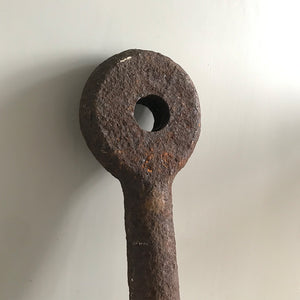 Huge cast iron Vintage Crane Hook. This heavy industry piece would have come off of a large vintage crane. It is Incredibly heavy!! Looks fab just leaning against the wall - SHOP NOW - www.intovintage.co.uk