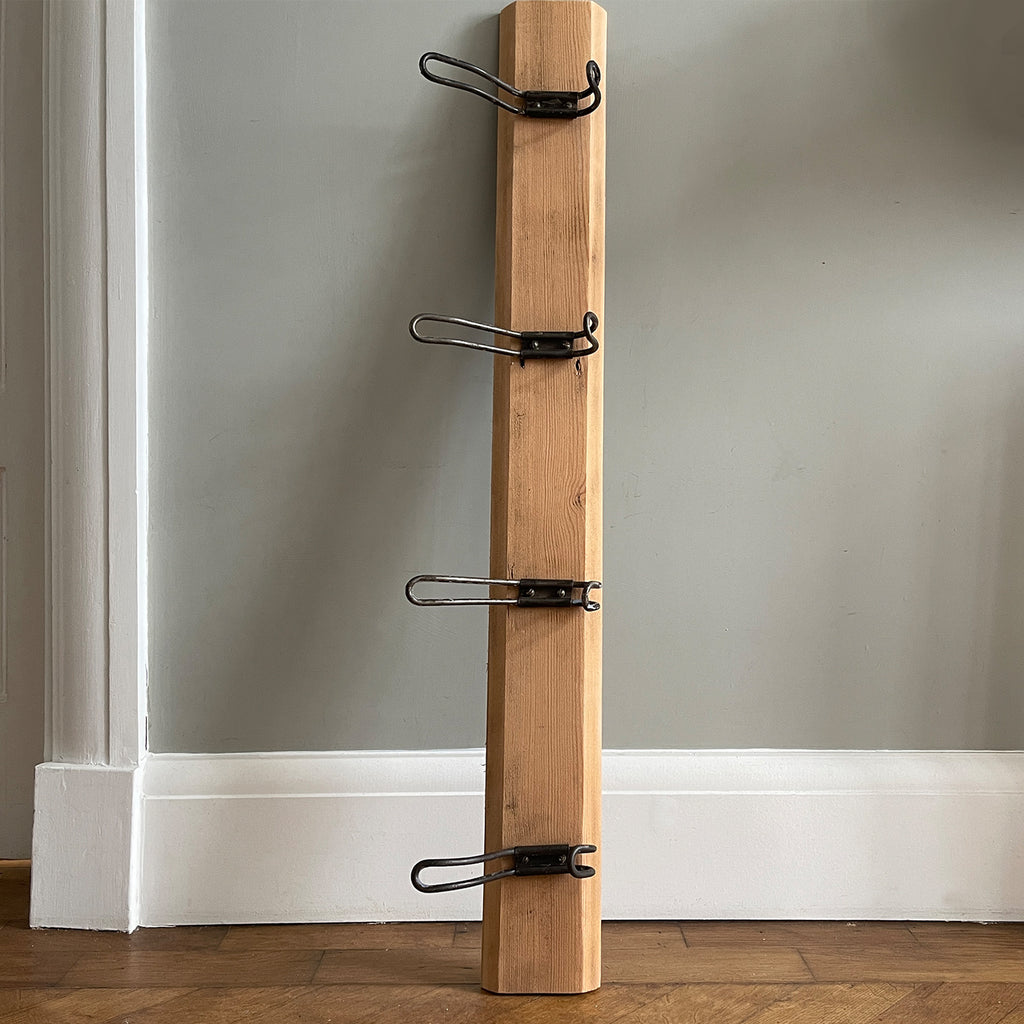 A reclaimed coat hooks on their original pine back board. Saved from a local church in Leigh on Sea. The hooks have been cleaned but some chippy paint has been retained to give that bang on look. The back board has been stripped back to its rich honey coloured pine. Perfect for the porch or by the front door - SHOP NOW - www.intovintage.co.uk