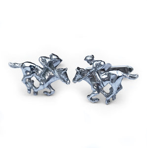 Stirling Silver Horse Racing Cuff Links
