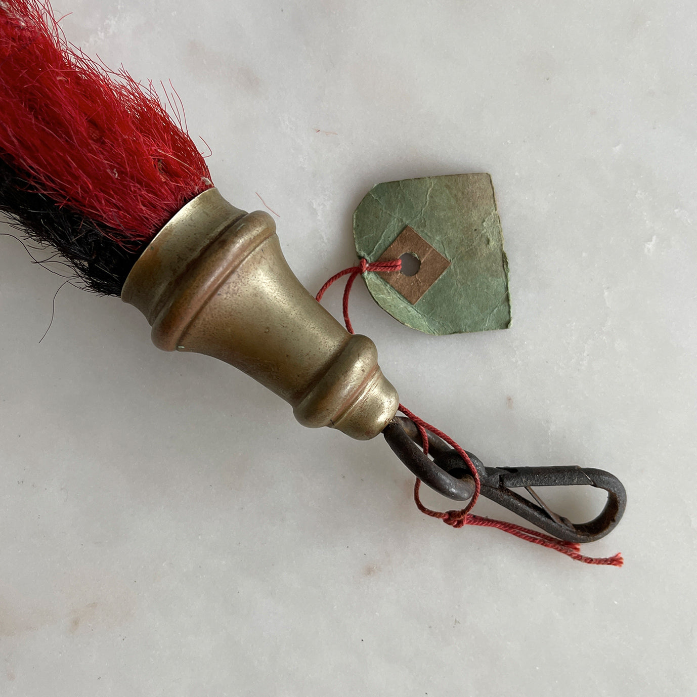 Antique Military Horse Hair Plume. Made from coloured horse hair, it has a metal final with an old metal clip fastener that can be used to hang it from a key or anything else you fancy - SHOP NOW - www.intovintage.co.uk