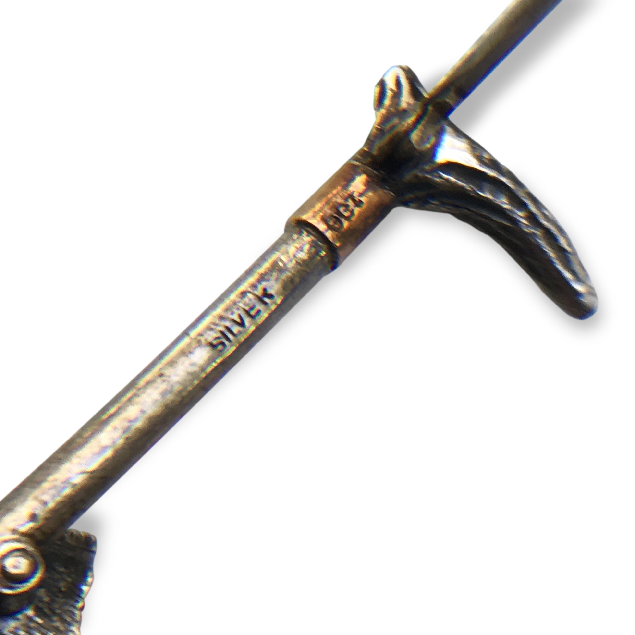 Silver & Gold Hunting Horse on Crop Stick/tie Pin
