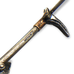 Silver & Gold Hunting Horse on Crop Stick/tie Pin
