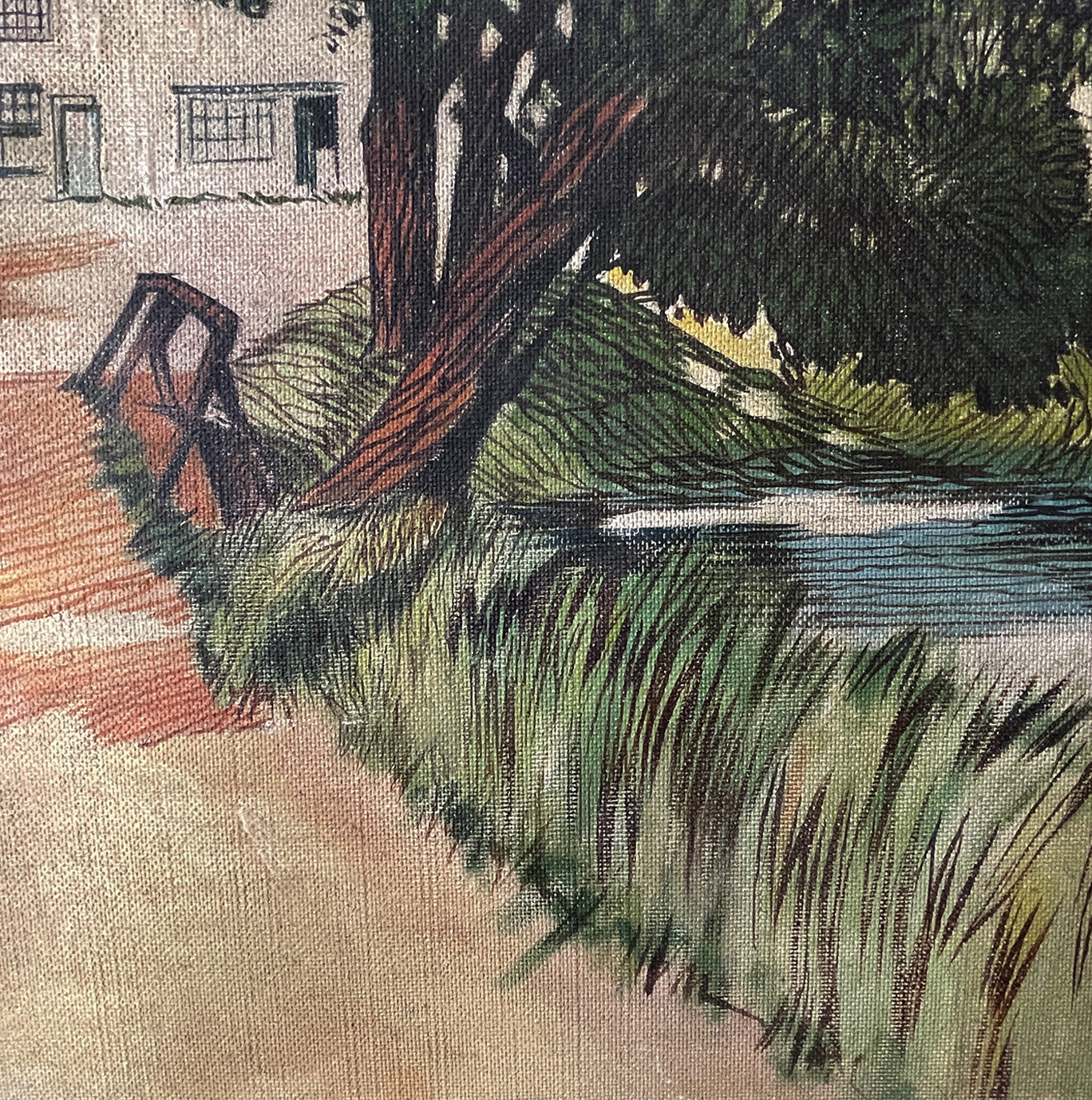 A charming , bright and sunny 1930s Country House Painting. Oil on board, signed A.J Webb - SHOP NOW - www.intovintage.co.uk