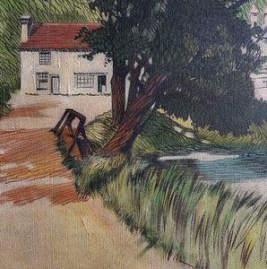 A charming , bright and sunny 1930s Country House Painting. Oil on board, signed A.J Webb - SHOP NOW - www.intovintage.co.uk