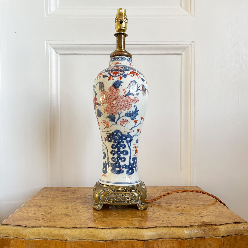 A beautiful early 18th C Imari Jar with hand painted decoration to the body, laterally converted to an electric light - SHOP NOW - www.intovintage.co.uk