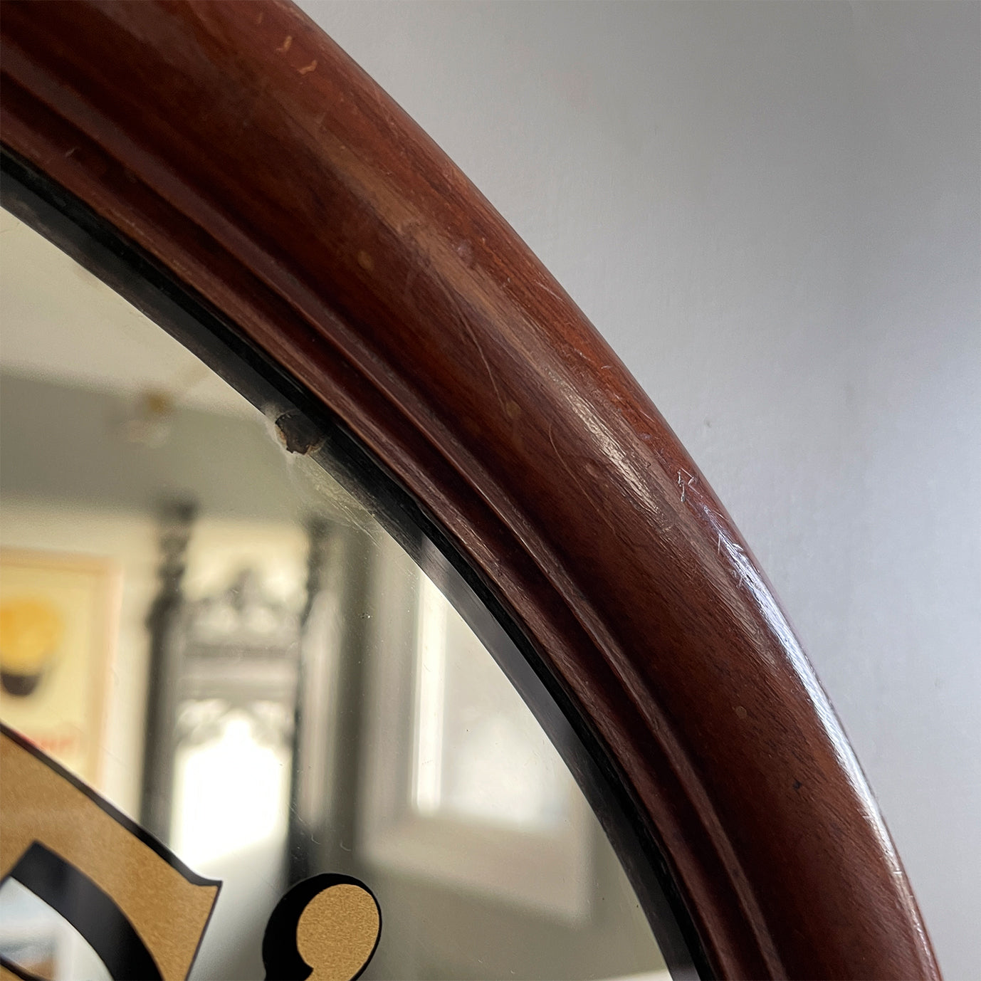 An Original Ind Coope's Pub Mirror with great foxing around the central red church. It has a rounded mahogany frame with the 'Ind Coope & Co Ltd' stamp in. A fine example of brewery advertising - SHOP NOW - www.intovintage.co.uk