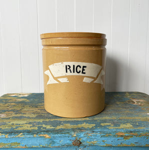 An early 19th C Langley Stoneware Storage Rice Jar. Good looking and practical for the kitchen - SHOP NOW - www.intovintage.co.uk