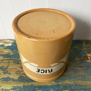 An early 19th C Langley Stoneware Storage Rice Jar. Good looking and practical for the kitchen - SHOP NOW - www.intovintage.co.uk