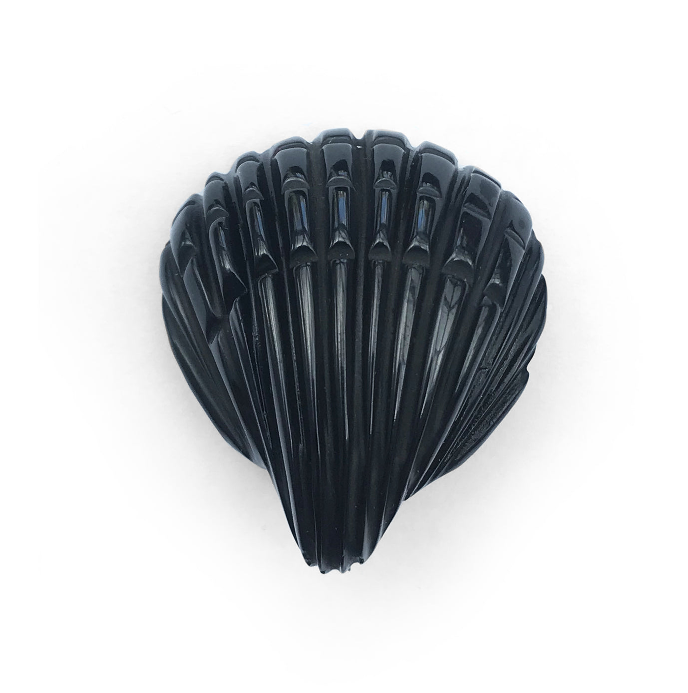 Beautiful, tactile piece of Victorian Whitby Jet carved in to a cockle shell - SHOP NOW - wwwintovintage.co.uk