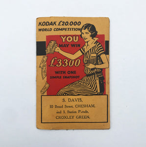 A wonderful snapshot of the past (excuse the pun!) a Kodak photographic World Competition card entry wallet where you may of won £3300 with one shot! - SHOP NOW - www.intovintage.co.uk