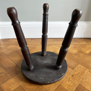 A well Carved Early Victorian Oak Stool with fantastic detail to the top seat, and the initials 'IT' carved in the centre. It has three turned legs and a rounded profile to the seats edge. Nice and stable too. - SHOP NOW - www.intovintage.co.uk