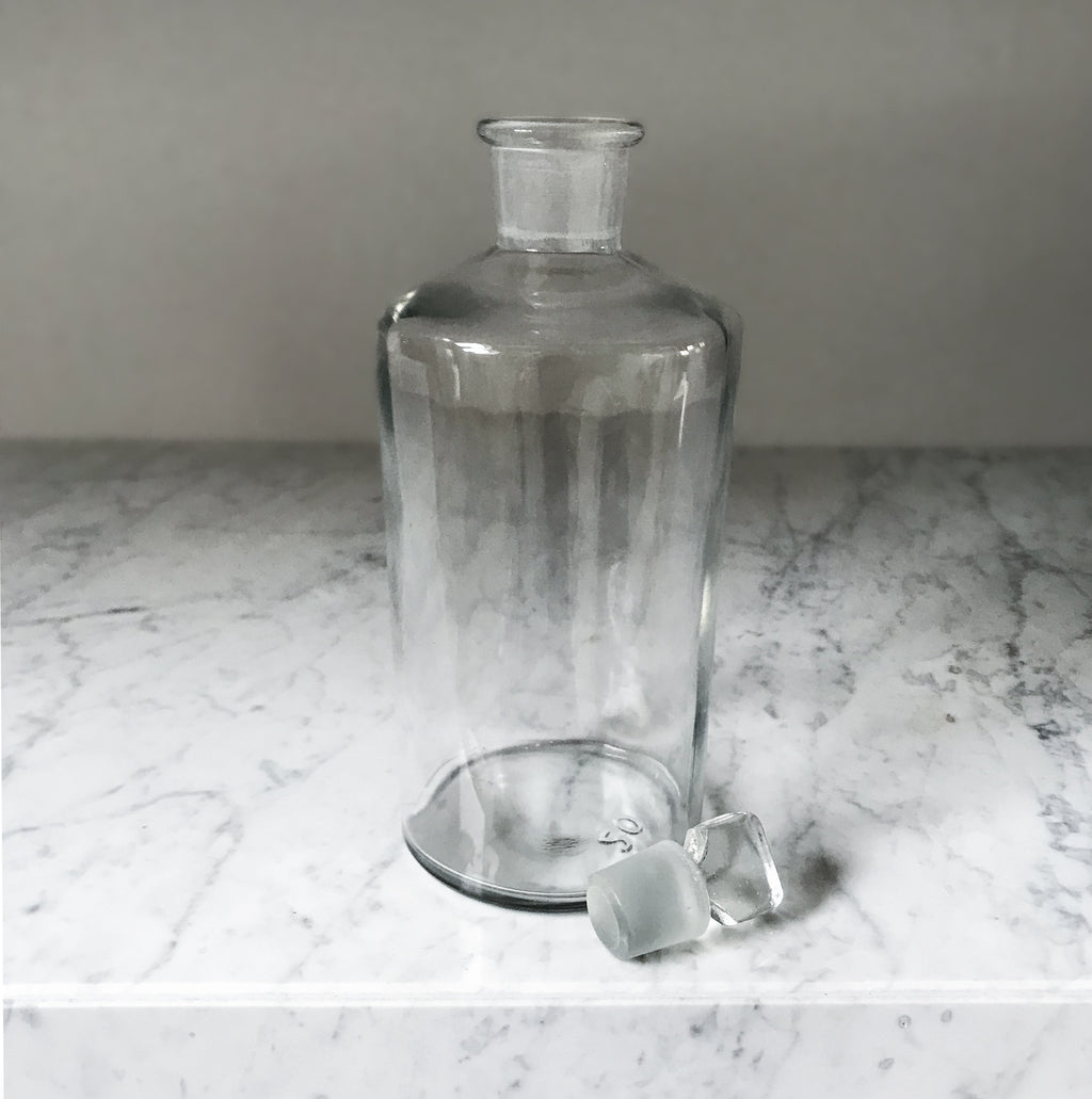 Large vintage clear glass Apothecary bottle with clear glass stopper - SHOP NOW - www.intovintage.co.uk