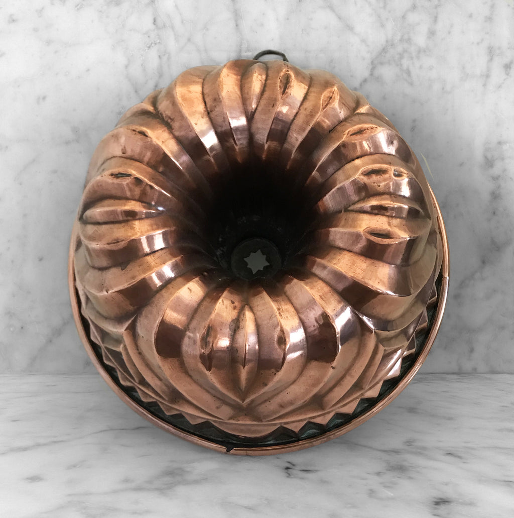 A Fine Victorian Copper Jelly or Blancmange Mould, the largest example we have seen, measuring 12 inches diameter. The Copper has a wonderful geometric pattern with a beautiful aged patina - SHOP NOW - www.intovintage.co.uk