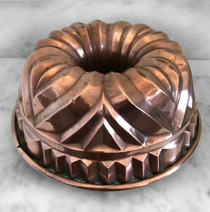 A Fine Victorian Copper Jelly or Blancmange Mould, the largest example we have seen, measuring 12 inches diameter. The Copper has a wonderful geometric pattern with a beautiful aged patina - SHOP NOW - www.intovintage.co.uk