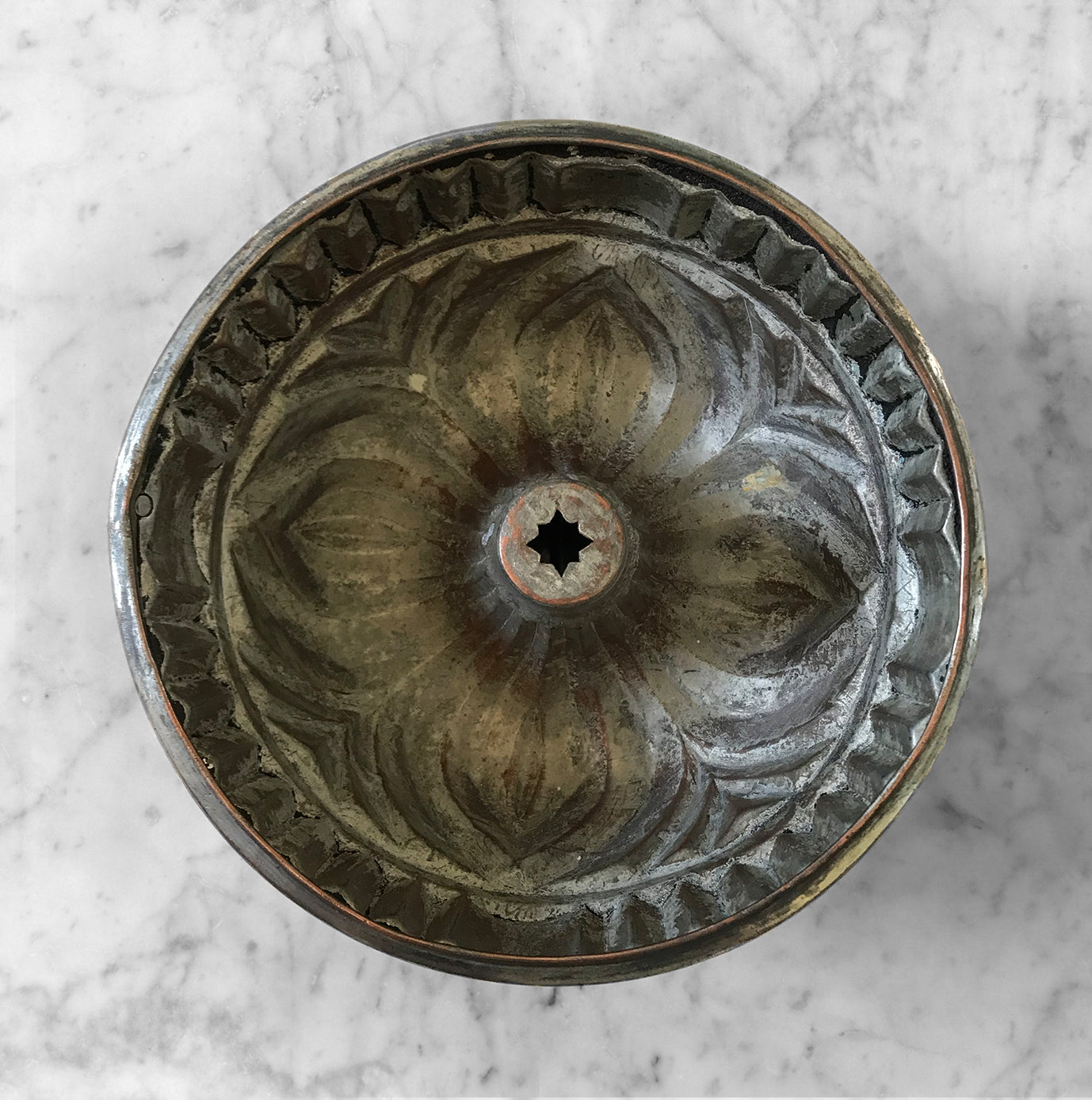 A Fine Victorian Copper Jelly or Blancmange Mould, the largest example we have seen, measuring 12 inches diameter. The Copper has a wonderful geometric pattern with a beautiful aged patina - SHOP NOW - www.intovintage.co.uk