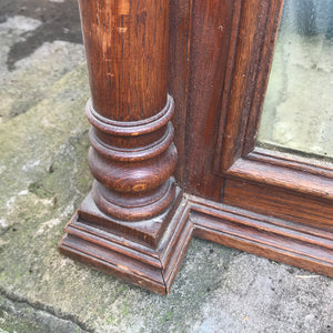 A tall imposing French oak mirror&nbsp;with a lovely warm colour and good amount of foxing to the original mirror plate. Would make a stunning statement on any wall or propped up against a wall - SHOP NOW - www.intovintage.co.uk