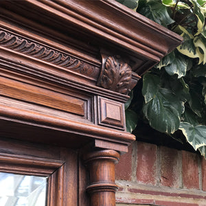A tall imposing French oak mirror&nbsp;with a lovely warm colour and good amount of foxing to the original mirror plate. Would make a stunning statement on any wall or propped up against a wall - SHOP NOW - www.intovintage.co.uk