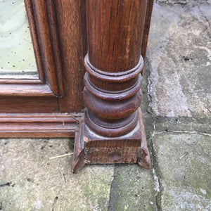 A tall imposing French oak mirror&nbsp;with a lovely warm colour and good amount of foxing to the original mirror plate. Would make a stunning statement on any wall or propped up against a wall - SHOP NOW - www.intovintage.co.uk