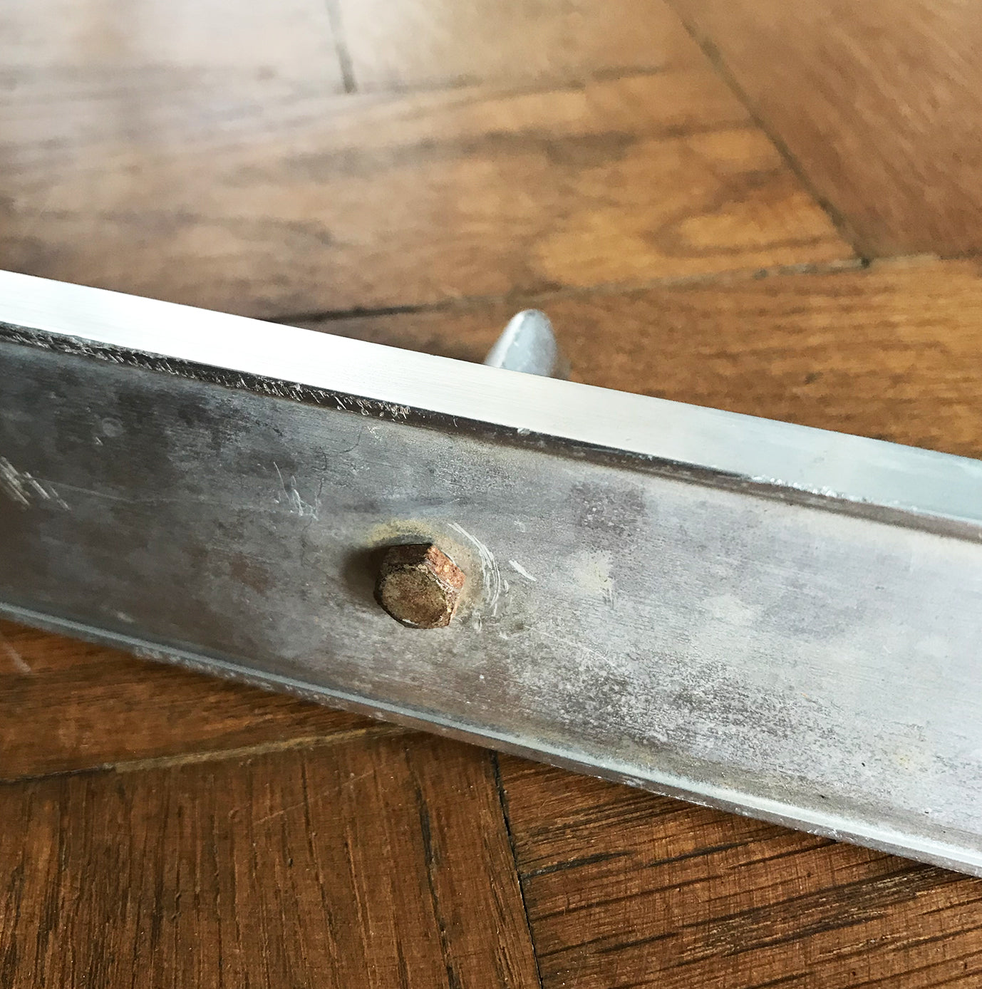 Long Vintage Meat Hook Rack from Belgium. The rack is made of aluminium and has 7 solid aluminium hooks that are bolted from the back -SHOP NOW - www.intovintage.co.uk