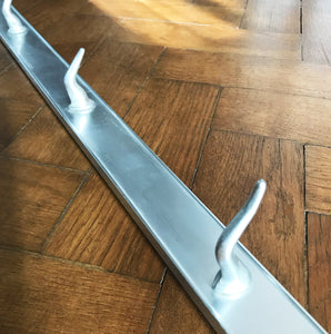 Long Vintage Meat Hook Rack from Belgium. The rack is made of aluminium and has 7 solid aluminium hooks that are bolted from the back -SHOP NOW - www.intovintage.co.uk