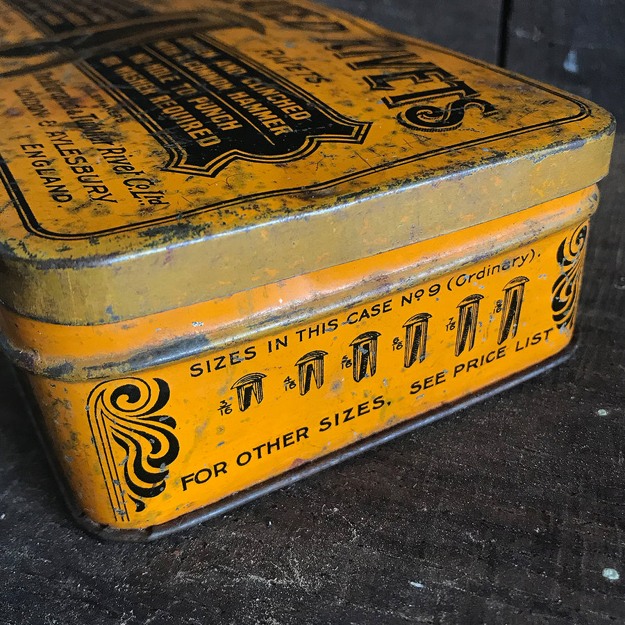 Large Vintage Bifurcated Rivets Tin IntoVintage.co.uk Intovintage.co.uk