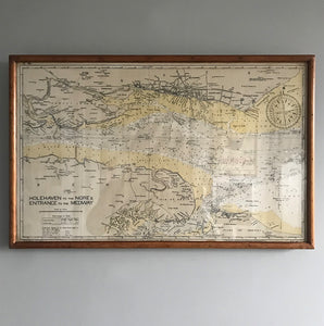1952 Shipping Chart printed by Laurie, Norie & Wilson of Hackney, London shows the entire Thames Estuary from the south Essex coast to the north coast of Kent and the mouth of the Medway River. With shipping channels and historical wrecks this is a great piece for the wall if you live on the coast. - SHOP NOW - www.intovintage.co.uk