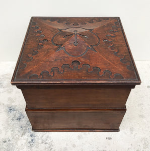 Beautiful & practical Victorian Oak Letter Box with Gothic carved lid. This beautiful and practical piece has an ornately carved lid that lifts off to reveal a top section that has six compartments. The top then slides sideways to reveal an under section which has a further six compartments - SHOP NOW - www.intovintage.co.uk
