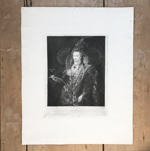 Antique Etching of Queen Elizabeth 1st. The Museum Galleries, 26 Museum Street, London. - Find this & other antique prints at IntoVintage.co.uk