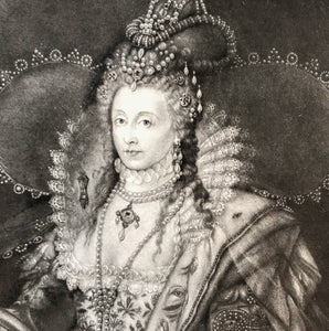 Antique Etching of Queen Elizabeth 1st. The Museum Galleries, 26 Museum Street, London. - Find this & other antique prints at IntoVintage.co.uk