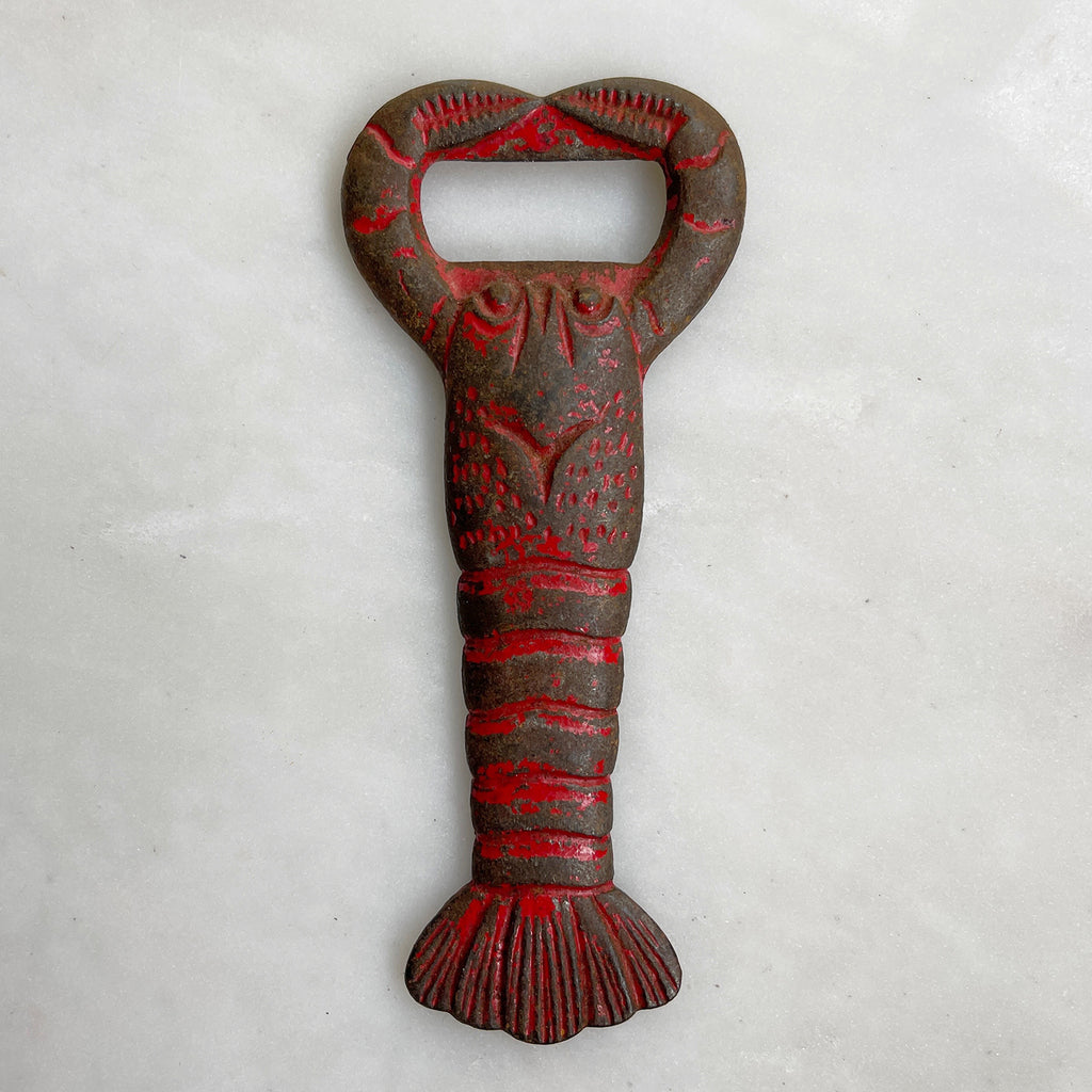 A cool looking Vintage Lobster Bottle Opener with fantastic red chippy paint - SHOP NOW - www.intovintage.co.uk