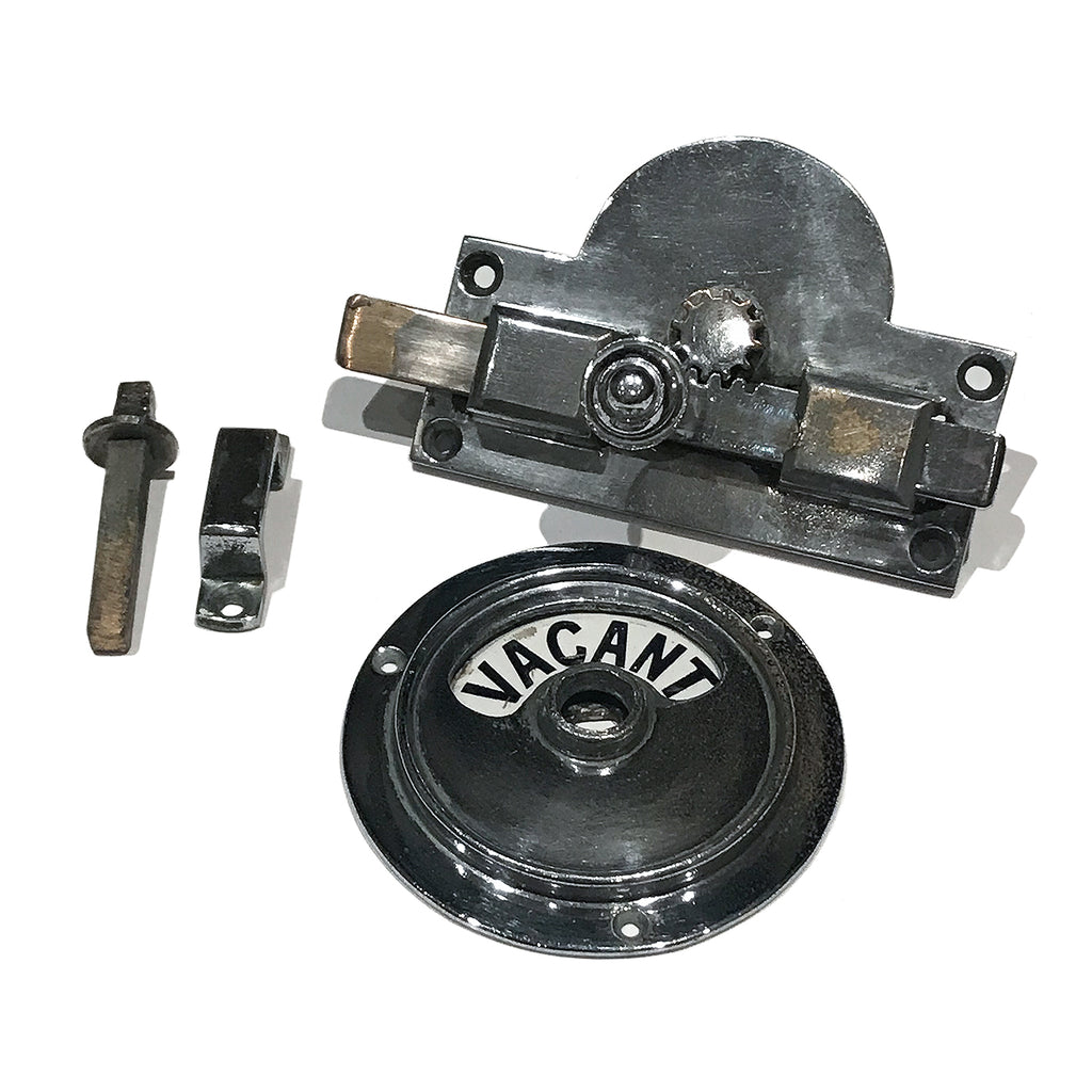 Original 1930s Art Deco chrome toilet Vacant/Engaged lock. SHOP NOW - www.intovintage.co.uk