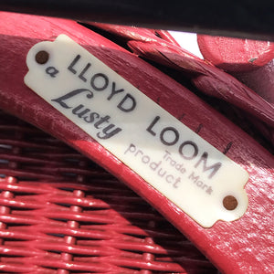 Cool LLoyd Loom Lusty Satellite Chair in its original Rhubarb colour with black metal frame - SHOP NOW - www.intovintage.co.uk