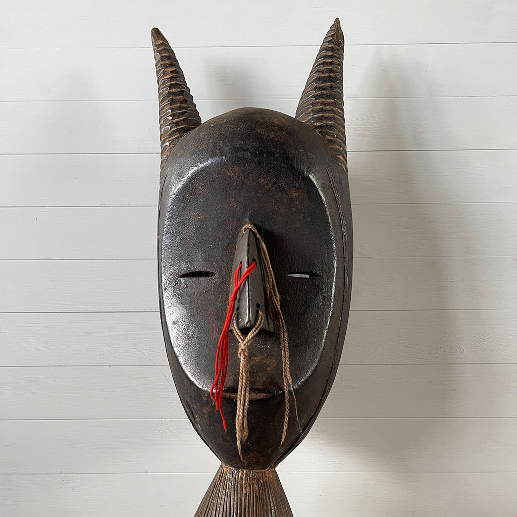 A magnificent Antique African Mask complete with handle so that the tribesman could raise it up to the face - SHOP NOW - www.intovintage.co.uk