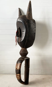 A magnificent Antique African Mask complete with handle so that the tribesman could raise it up to the face - SHOP NOW - www.intovintage.co.uk