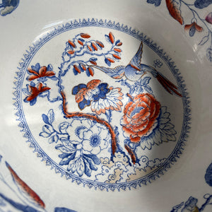A brightly decorated Ironstone bowl in the Flying Bird pattern by the Mason's pottery. Covered in colourful flowers and pheasants, just lovely! - SHOP NOW - www.intovintage.co.uk