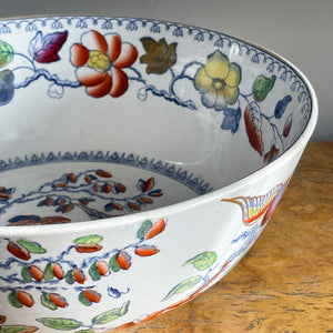 A brightly decorated Ironstone bowl in the Flying Bird pattern by the Mason's pottery. Covered in colourful flowers and pheasants, just lovely! - SHOP NOW - www.intovintage.co.uk