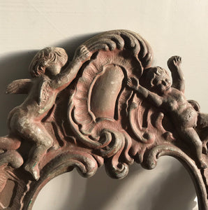 Lovely pair of Cast Metal Baroque Style Frames. Each frame has a couple of Cherubs at the top with flowing Baroque decoration around the rest of the frame - SHOP NOW - www.intovintage.co.uk