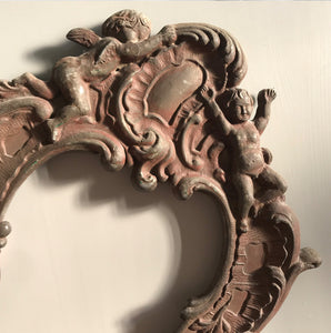 Lovely pair of Cast Metal Baroque Style Frames. Each frame has a couple of Cherubs at the top with flowing Baroque decoration around the rest of the frame - SHOP NOW - www.intovintage.co.uk