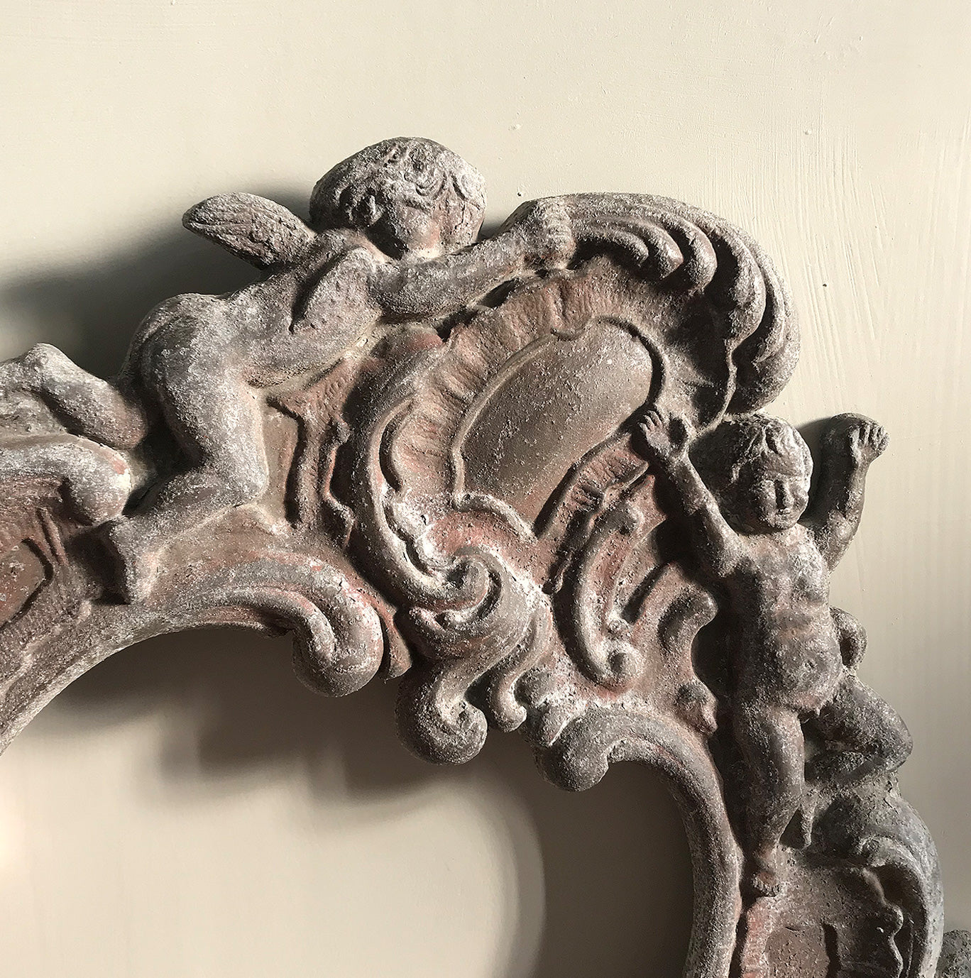 Lovely pair of Cast Metal Baroque Style Frames. Each frame has a couple of Cherubs at the top with flowing Baroque decoration around the rest of the frame - SHOP NOW - www.intovintage.co.uk